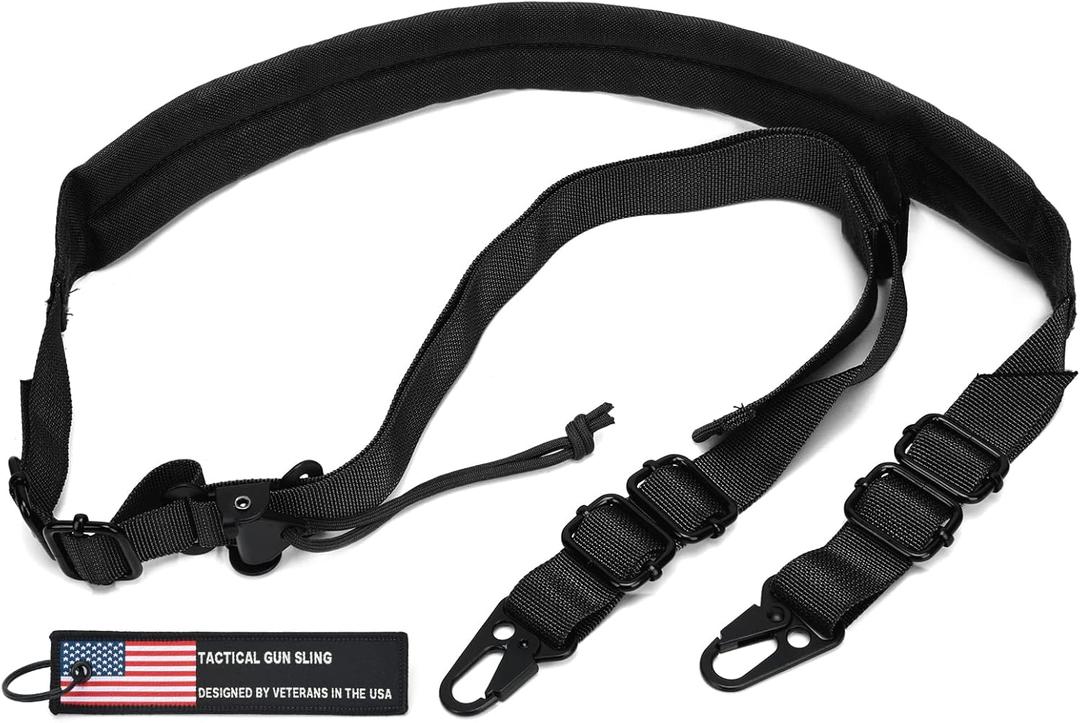 WarBull 2 Point Rifle Sling, Quick Adjust Gun Sling with HK Hook, Soft Shoulder Pad Traditional Sling for Rifle Shotgun Camera Crossbow Hunting Shooting and Outdoor Sports with Keychain Gift