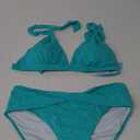 Yonique Women Two Piece Bathing Suits Push Up Bikini Set Halter Swimsuit Vintage Swimwear, XL , Aqua Green 