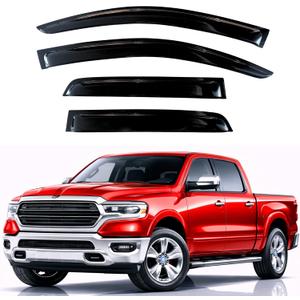 KPY Rain Guards Fit for 2019-2026 RAM 1500 Crew Cab (Excludes Classic Model), Out-Channel Window Visors Vent Wind Deflectors 4PC, Truck Accessories for 19-26 RAM 1500 Crew Cab (Full-Size Cabs)