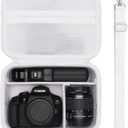 Camera Case Bag Compatible with Canon EOS Rebel T7/R50/R6 Mark II/R100/R50 V/T6/R8/R10/R5 Mark II/RP/R7/5D Mark IV/SL3/R5/T100 DSLR SLR Camera, Len and Tripod with 4 Dividers and Shoulder Strap, White (Small)