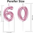 2 x Pink Number 60 Candle Happy Birthday 3D Number Candles for Birthday Cake Party Decoration Wedding Anniversary Celebration Supplies