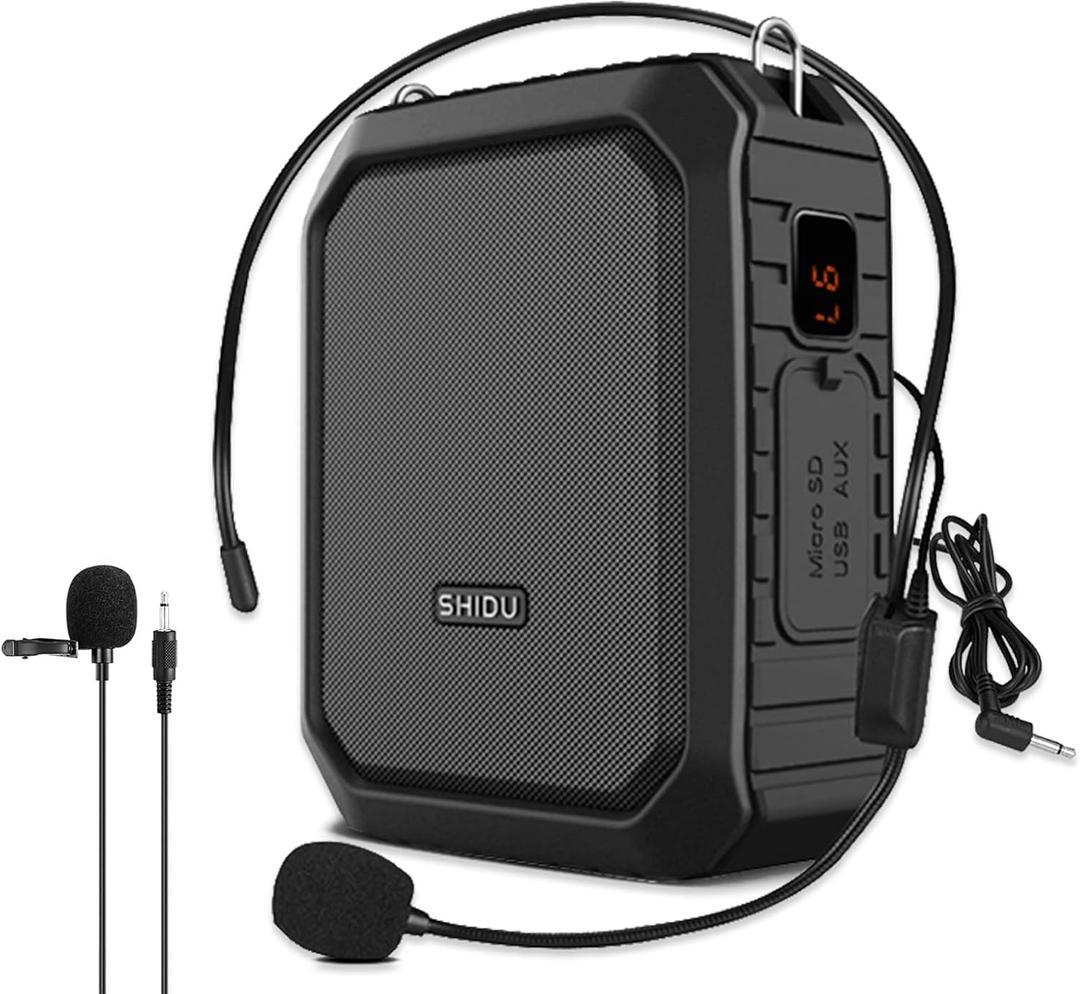 Voice Amplifier with Lapel Mic/Microphone Headset-18W IPX5 Waterproof Megaphone Speaker Pa System, Bluetooth 5.0 Portable Microphone and Speaker for Teachers Elderly Tour Guide 800
