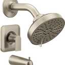Moen Genta LX Brushed Nickel Pressure Balancing Eco-Performance Modern Shower Trim Including Showerhead, Shower Handle, and Tub Spout (Posi-Temp Valve Required)