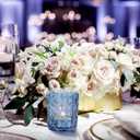 48pcs Blue Votive Tealight Candle Holders, Glass Tea Light Candle Holders for Table Centerpieces,Candle Holders for Wedding Decor, Gift, Home