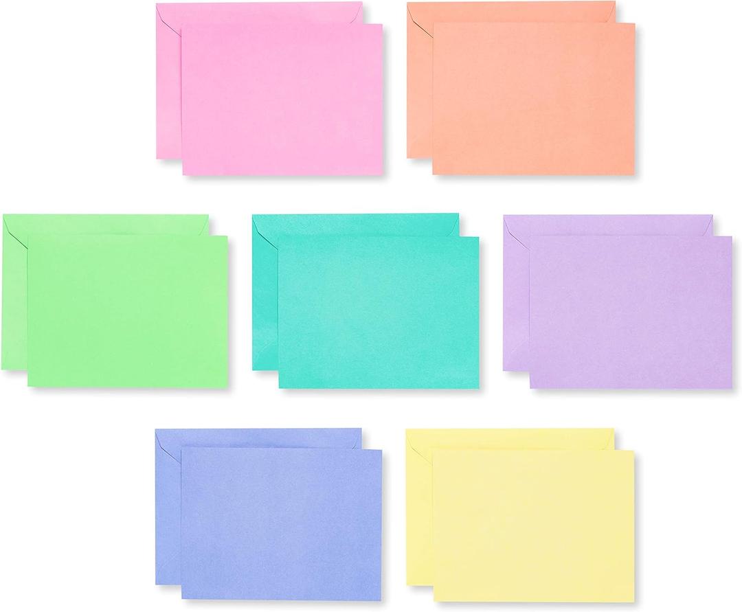 American Greetings Single Panel Blank Cards Bulk with Envelopes, Bright Pastel Colors (200-Count)