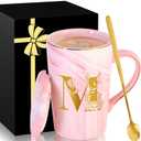 Personalized Ceramic Coffee Mug with Lid Tea Cup Women Wife Gifts Ideal from Husband Happy Birthday Wedding Romantic Best Cool Personalized Unique Special Custom Christmas Xmas Valentines Present,M