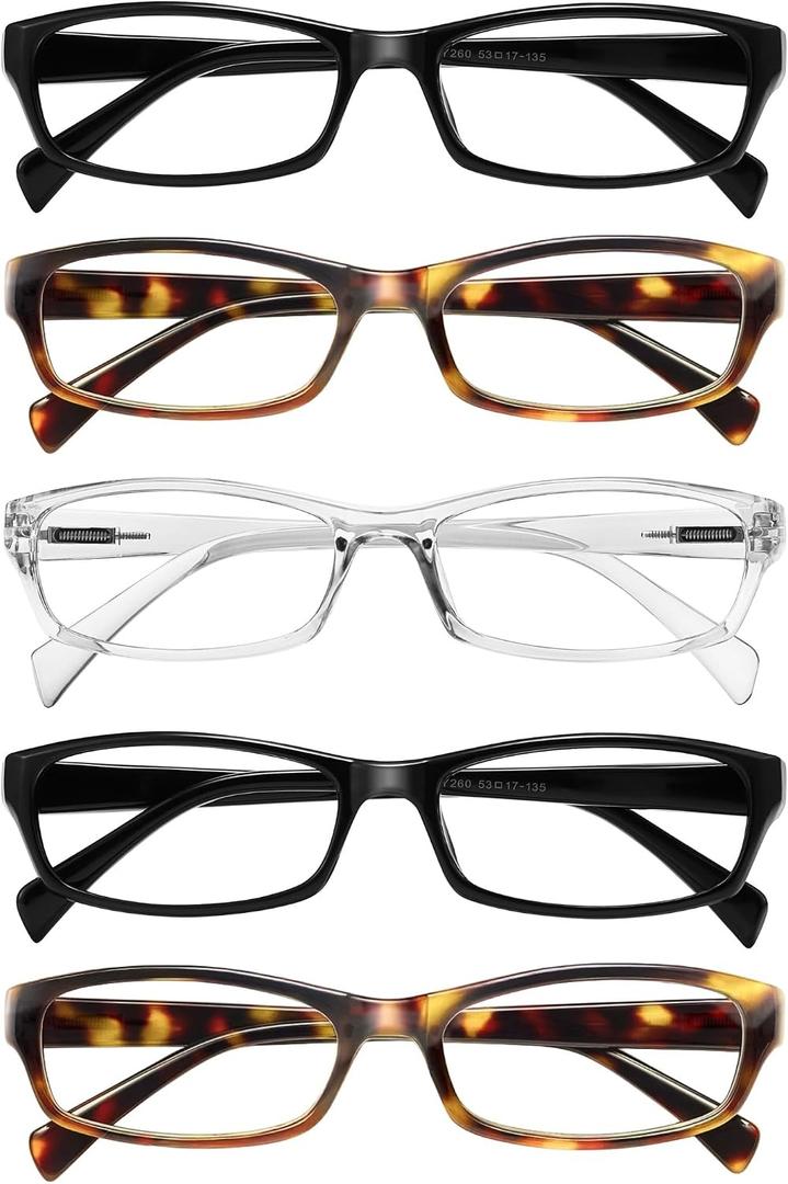 Gaoye +3.25 Reading Glasses for Women, 5 pack Fashion Readers for Women Spring Hinge Eye Glasses, Blue Light Reading Glasses