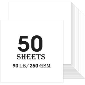 White Cardstock 50 sheets, 12 x 12 Cardstock Paper Bulk Construction Paper,250GSM Card Stock Printer Paper Scrapbooking Supplies for Diy Crafts Cricut Card Making (White)