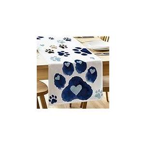 ANATTASOUL Table Runner Dog Footprints and Heart 13"x72" Table Decorations, Durable Summer Dining Decor for Home Kitchen Party Room
