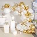 143 Pack Gold White Champagne and Pearl Balloons Garland & Arch Kit-Small and Large White Gold Balloons -Gold and white Bridal Shower Wedding Birthday Baby Shower Party Decorations