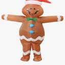 Gingerbread Costume Kids,Ages 9-12 Inflatable Christmas Costumes,Blow up Xmas Ginger bread man (Height:4.27–4.92 Feet)