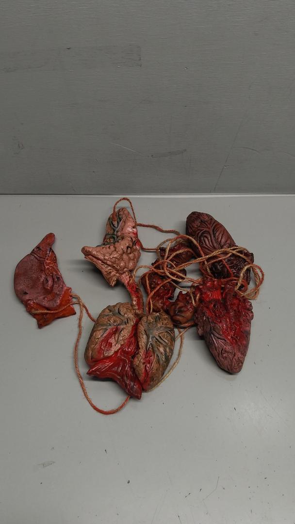 6 Pcs Halloween Body Parts Realistic Organ Props Fake Severed Fingers Eyeballs Liver Heart Kidney Lung for Haunted House Halloween Party Decorations, 6 Styles