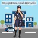 Wizland Police Costume For Girls Career Day Halloween Toddler Cop Costume Police Uniform Outfit for Girls 3-4Y
