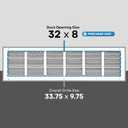 32x8 Return Air Vent Cover Grille for Wall or Ceiling Duct Opening - Flat Stamped Steel Grill by HVAC Premium - White - Overall Size: 33.75" x 9.75"
