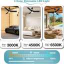 42 Inch Outdoor Ceiling Fans with Lights,Gazebo Hanging Fan with Hook and 16Ft.Cable,Plug in Ceiling Fan Light with Remote Control,3000-6500k,6-Speed,Hanging Fan for Gazebo,Balcony,Patios,Porch.