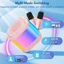 HWWR Mini Karaoke Machine for Kids, Portable Bluetooth Karaoke Speaker with 2 Wireless Microphones and Phone Holder, Birthday Gifts for Girls Boys Age 3-14+, Singing Machine for Home Party