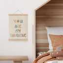 MAQIKA You Are My Sunshine Poster Framed with Wood Hanger Set of 2, Sunshine Nursery Wall Decor, Inspirational Quotes Canvas Art 12x16 Inch