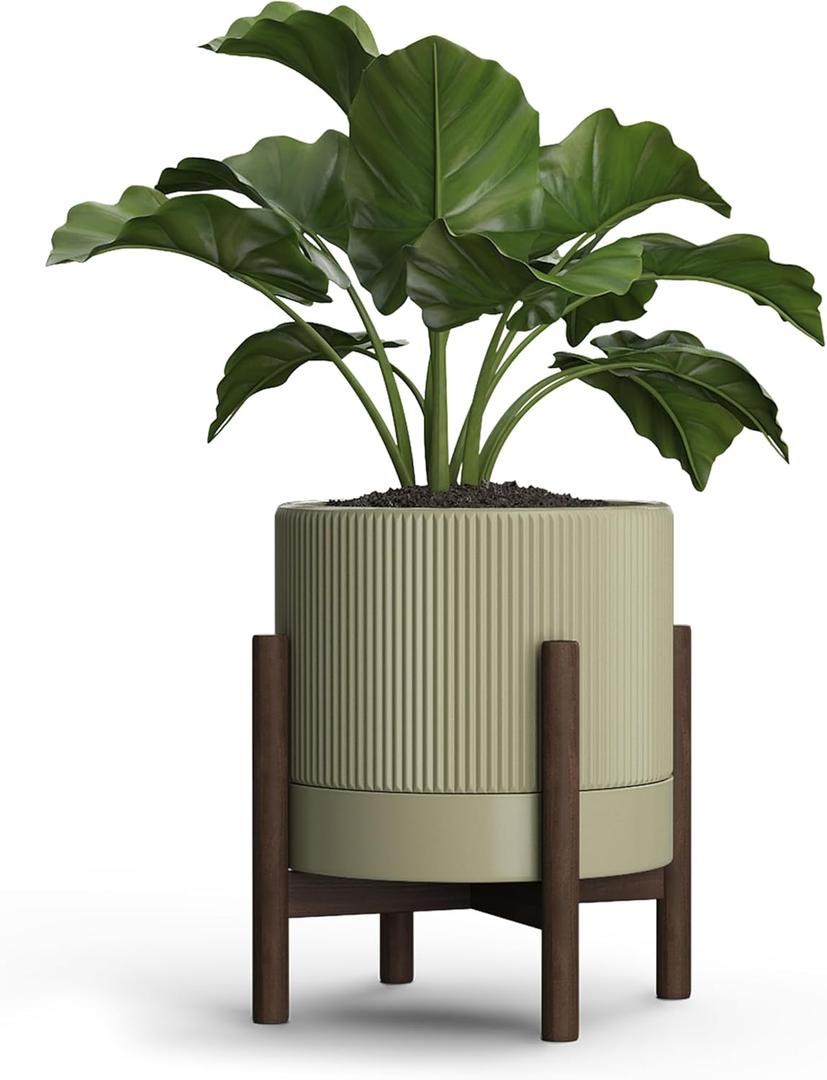 Ceramic Planter Pots Indoor with Drainage Hole & Saucer,Including Stand,7.3 Inch Mid-Century Modern Cylinder Plant Pot for Snake Flower Leaf Khaki Ceramic Planter Pots Indoor with Drainage Hole & Saucer,Including Stand,7.3 Inch Mid-Century Modern Cylinder Plant Pot for Snake Flower Leaf Khaki