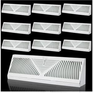 18 inch Baseboard Register Vent,10PK Baseboard Vent Cover 18 Inch Duct Opening White Baseboard Diffusers Heater Vent for Floor Wall with Adjustable Airflow Control-18"Wide x 4.5"Tall x 2.75"Deep