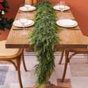 Thick & Lush Faux Cedar Greenery, Made with TPE Material for a Realistic Look, Artificial Pine Garland for Mantel, Fireplace, Staircase (Christmas Cedar Garland, 6ft)