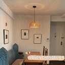 Hemp Rope Woven Pendant Light Woven Light Fixture Boho Chandelier Light Fixture Wicker Pendant Lights Rattan Lights Pendant Dome Wicker Chandelier for Dining Room Kitchen Island(Bulb Incl.