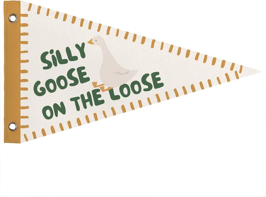 3 x Silly Goose Felt Pennant Flag Playroom Banner Kids Nursery Wall Decor