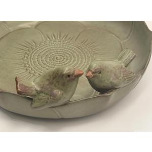 Large Ceramic Bird Bath Bowl Only, 10" Shallow Ground Bird Bath, Handmade Ceramic Birdbath Bowl for Outdoors, Wildlife Water Bowl for Outside, Garden, Tabletop, Balcony and Lawn