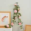 SUQ I OME 1 Pack of Artificial Rose Vine Flowers Garland Plants Fake Flower Vine for Wedding Home Garden Craft Art Decor Valentine's Day Mother's Day Party Decoratio,Pink