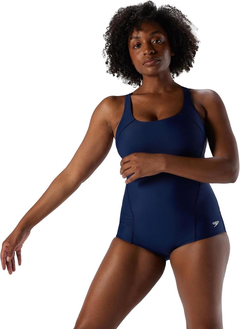 speedo Women's Swimsuit One Piece PowerFlex Princess Seam Ultraback Conservative Cut (6)