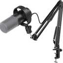 FIFINE K688 Podcast Microphone Kit, USB/XLR Dynamic Microphone with Boom Arm for PC/XLR Mixer, Gaming Mic with Mute Button, Headphone Jack for Vocal, Voice-Over, Streaming, Music Recording -K688CT (Black)