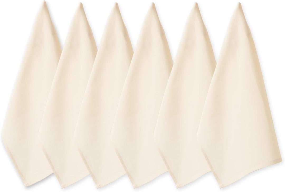 DII Basic Solid Dishtowel Collection Cotton Flat Woven, Small Set, 18x28, Natural, 6 Piece
