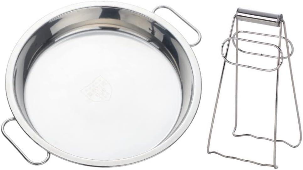 Buyer Star 9 Inch Stainless Steel Steaming Tray, Cold Noodle Plate w/Folding Hot Dish Plate Clip, Round Big Egg Drip Pan, Silver
