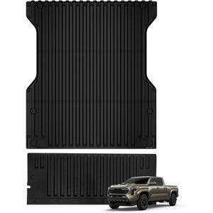 TripleAliners for Tacoma 2024 2025 2026 | Truck Bed Mat & Tailgate Mat | All Weather Liners Compatible with 2024+ Toyota Tacoma Accessories Cargo Liner Protection (Fit 5FT Truck Bed), 2PCS