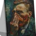 Funny Bathroom Canvas Wall Art Self Portrait Impressionist Poster Print Humorous Pinching Nose Painting Vintage Abstract Picture Wall Decor for Bedroom Living Room Office Bathroom 16x24in Framed