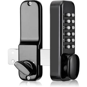 Keyless Gate Locks for Outdoor Fence, Mechanical Keypad Lock, Smart Lock for Outdoor Gate, Patio, Garage, Backyard, Bidirectional Install, Weatherproof Zinc Alloy (Black)