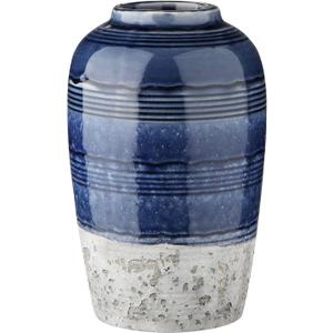 Decorative Ceramic Vases for Home Decor Two Tone Boho Flower Vase for Table Centerpieces Big Blue Pottery Vase Table Flowers Decor Vase Living Room Shelf Fireplace