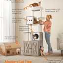 Feandrea Cat Tree with Litter Box Enclosure, 70.1-Inch Tall Cat Tower, 2-in-1 Modern Condo with Scratching Posts, Perch, Caves, Basket, Washable Cushion, Heather Greige UPCT116G01