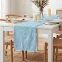 Artoid Mode Light Blue Soft Cotton Jacquard Dahlia Floral Pinnata Spring Table Runner, Holiday Kitchen Dining Table Decoration for Home Party Decor 13x72 Inch