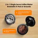Horavie Mini Single Serve Coffee Maker for K Cup Pods and Grounds, Fast Brew One Cup Coffee Machine with Descaling Reminder and Water Window, 6 to 12 oz. Brew Sizes, Gray