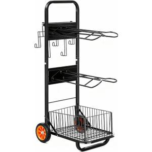 Rolling Horse Saddle Rack Cart Foldable Saddle Pad Rack Stand 3 Tier Heavy Duty with Removable Saddle Stands & Storage Basket, Horse Tack Organizer for Stable Storage, Moving, Transport Supplies