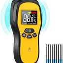 Pinless Moisture Meter - Povlen Wood Moisture Meter Digital Moisture Detector for Lumber Drywall Firewood Masonry Woodworking Plaster Floor Concrete Building with LCD Display Sound Alarm