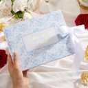 8.5 x 7 Inch Wedding Guest Book Letters to the Bride Scrapbook Wedding Memory Book Bridal DIY Blank Paper Scrapbook Photo Album Guest Sign (Blue,Classic)