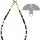 Beaded Phone Lanyard for Women Natural Stone Phone Wrist Strap Handmade Smartphone Wristlet Strap Beaded Wrist Chain (Blue)