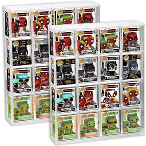 2 Pack Acrylic Display Case for Funko Bitty Pop, 4-Tiered Clear Wall Mounted or Desktop Dustproof Mini Collectible Toys Figures Display Shelf Case
