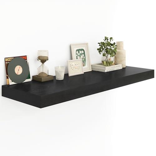 Heimlove 12 Inch Deep Floating Shelves, 55 x 12 inch Extra Long Floating Shelves for Wall, Large Display Shelf & Storage Shelf for Living Room Bedroom Kitchen Home Office, Set of 1, Black