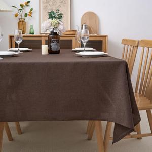 NLMUVW Brown Linen Tablecloth Rectangle, Chocolate Table Cloth Farmhouse Rectangular Table Cover for Kitchen Dining Coffee, 54 x 84 Inch