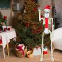 3 Ft Christmas Skeleton Decoration Accessories,3 Pcs Outfit with Santa Hat, Christmas Skeleton Scarf & Beard Set,Outdoor Christmas Decor Accessories for Patio, Lawn & Garden