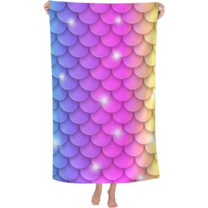 Beach Towels for Adults Kids Mermaid Player Quick Dry Microfiber Soft and Absorbent Oversized Towel 26