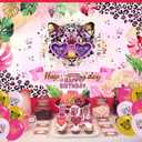 Cheetah Print Birthday Decorations, Cheetah Girl Happy Birthday Decorations Backdrop Banner Cake Topper, Cheetah Print Balloons Leopard for Safari Jungle Animal Cheetah Supplies