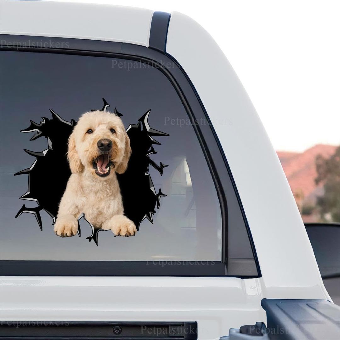 Cute Dog Stickers for Car Window Decals Waterproof Funny Sticker (Goldendoodle Car Sticker)